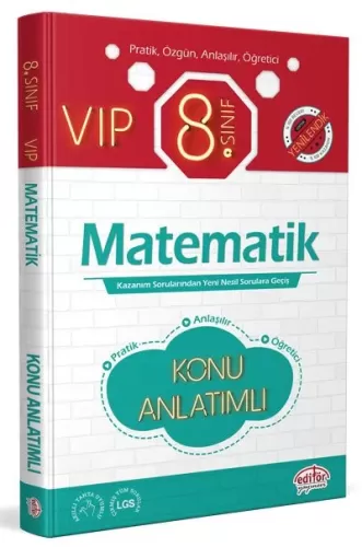 EDİTÖR 8. SINIF VIP MATEMATİK  KONU ANLATIMI YENİLENDİK